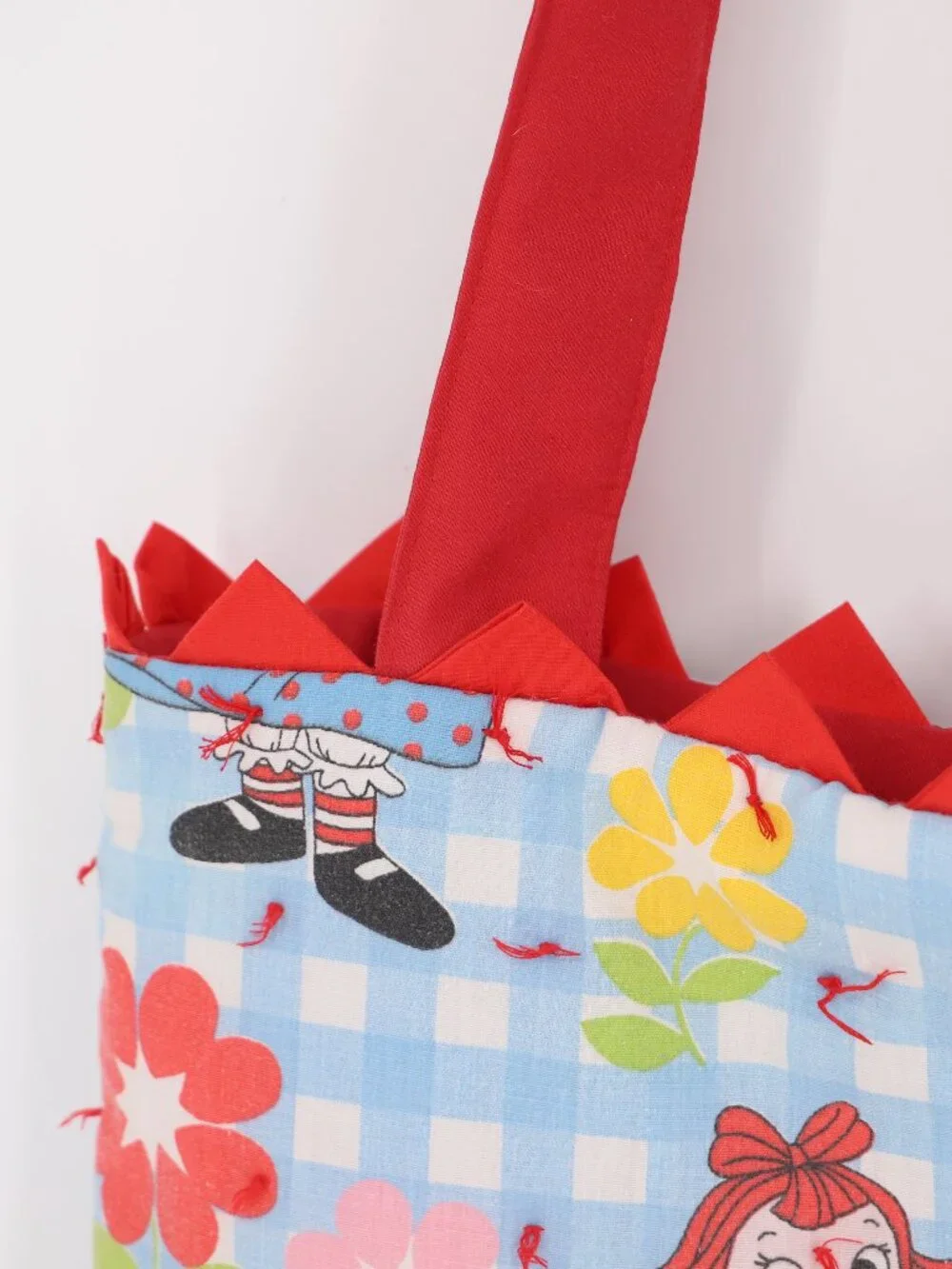 Raggedy Ann and Andy Vintage 1978 Pattern Quilted Tote Bag Handmade Upcycled